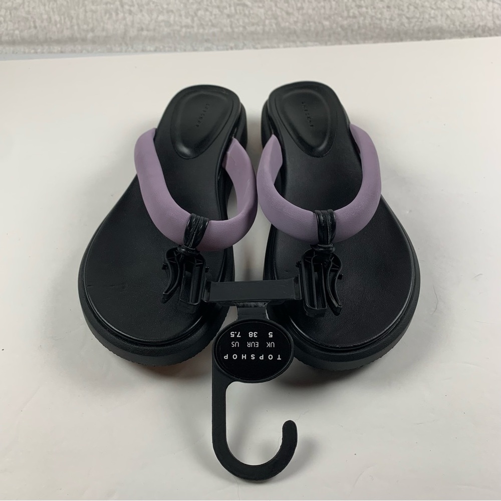 TOPSHOP PHARO Chunky Toe Sandals Black Purple Women's size 7.5‎ NWT 7326